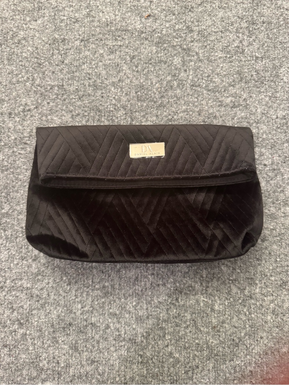 Black Quilted Fold-Over Cosmetic Pouch